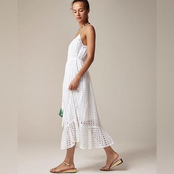 NWT J CREW Oval eyelet midi dress in white - Picture 5 of 9